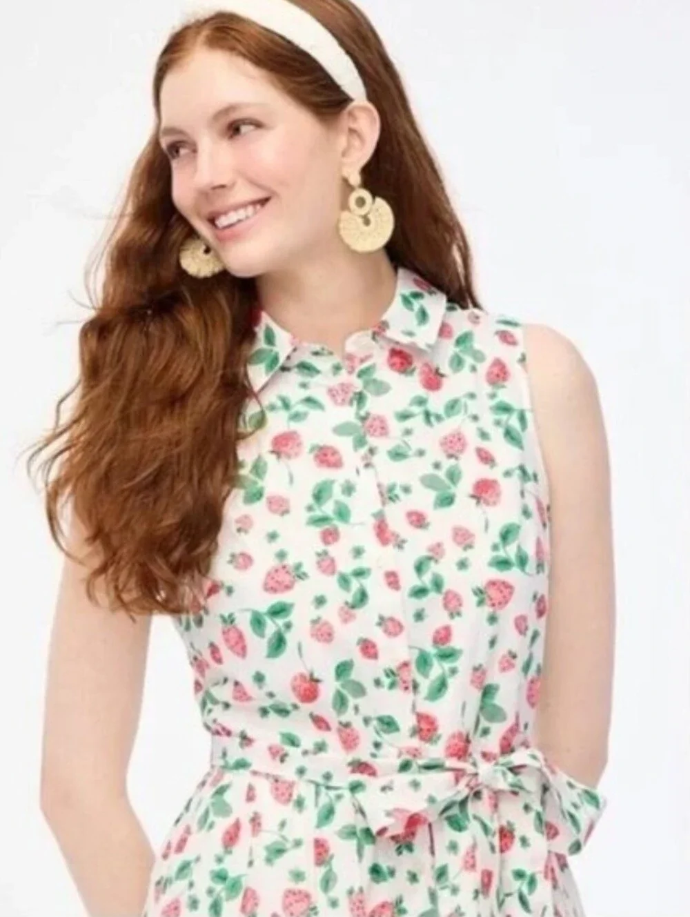 J. Crew White Maxi Shirt Dress with Coral Rose Print Size 2